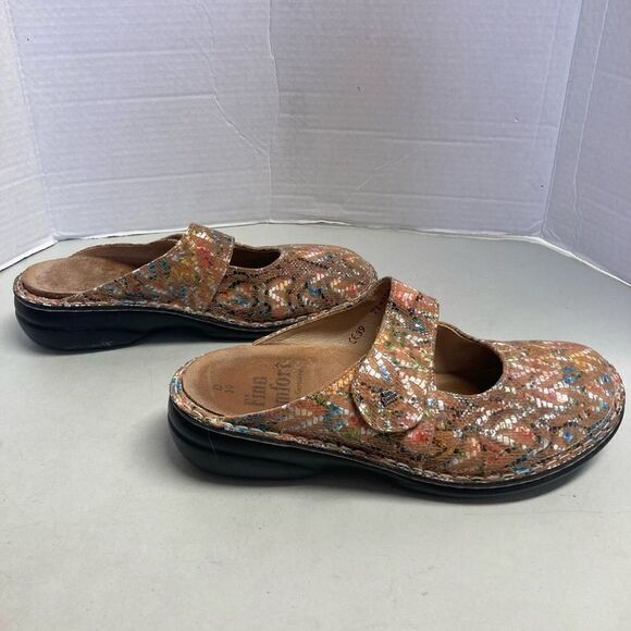 FINN‎ COMFORT Stanford Multicolor Leather Germany Clog Slides Size 39   8-8.5 - Picture 11 of 12